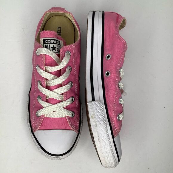 Converse Chuck Taylor All Star Low Top Lace Tie Big Girls Pink Sneakers Sz 3 - Picture 2 of 10